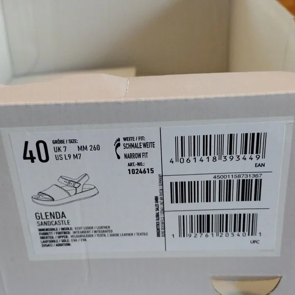 Birkenstock Sandals- Size 40 (9-9.5) Cream with Gold Buckle- Papillo Glenda NWT - Picture 6 of 8